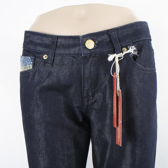 Express Jeans Stella Bootleg 4 (30 X 34) Women's Denim Jeans Dark Wash - Picture 3 of 12